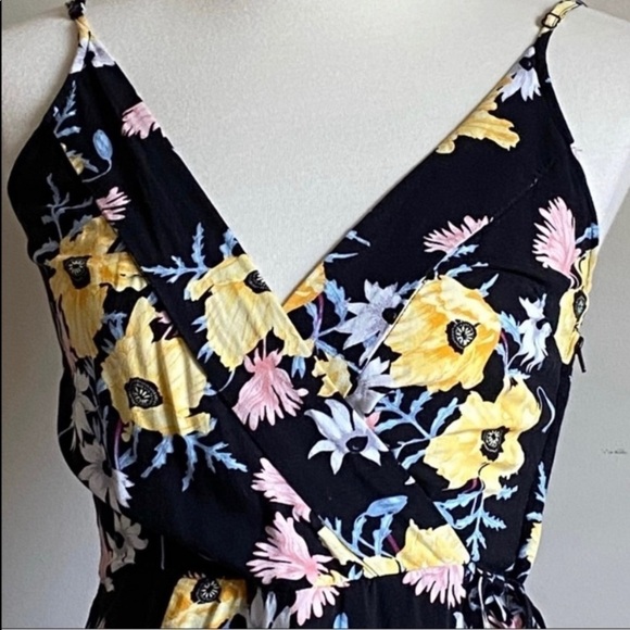 H&M Floral Dress Black Yellow Size 6 - Picture 3 of 6